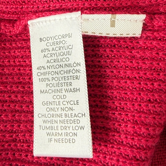 Beautiful Loft Pink and White Layered Chiffon Sweater - Picture 6 of 10